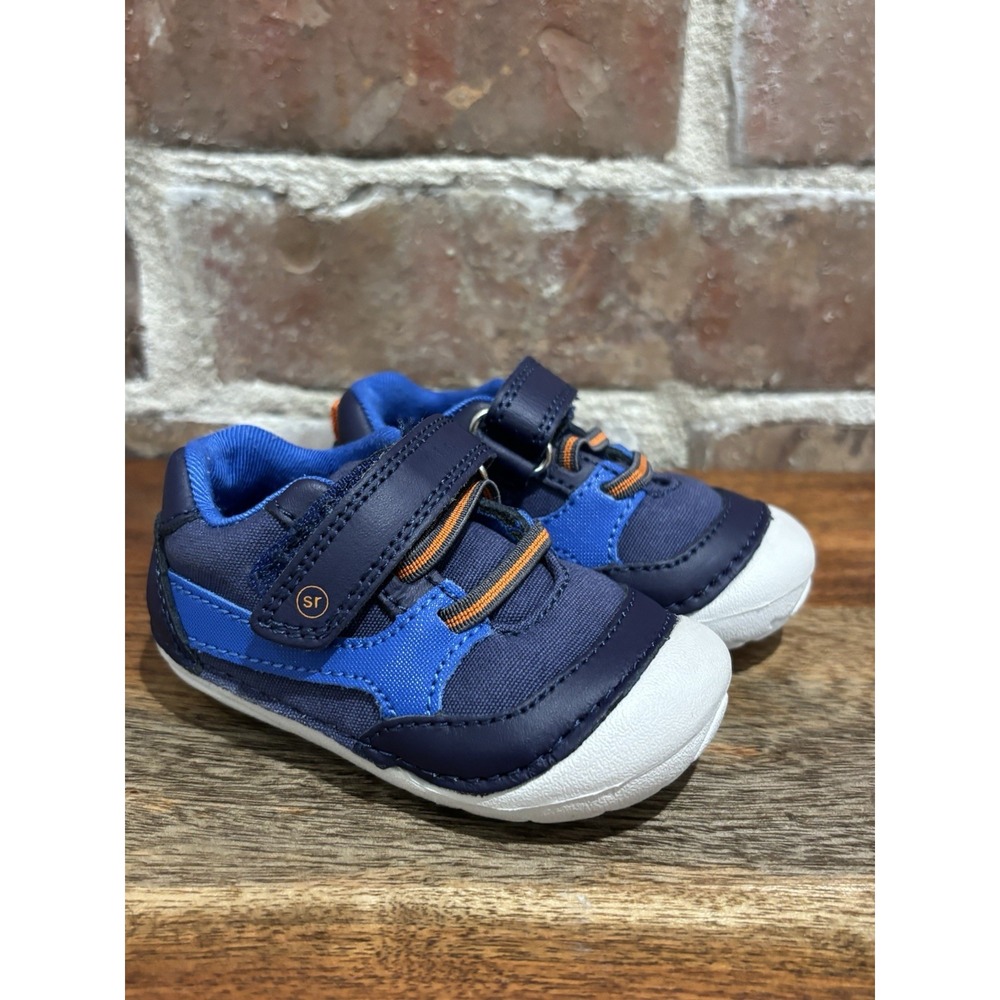 Little Boys STRIDE RITE Sneakers, SM KYLIN, Size 3, Navy/Blue Hook & Loop Shoes